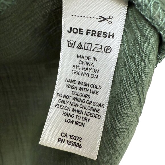 JOE FRESH Womens Top Plus Size 3X Green Boho Blouse Rayon Short Sleeve Flowy - Picture 7 of 7